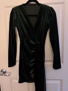 The Vintage Shop Women's Deep Green Velvet Dress